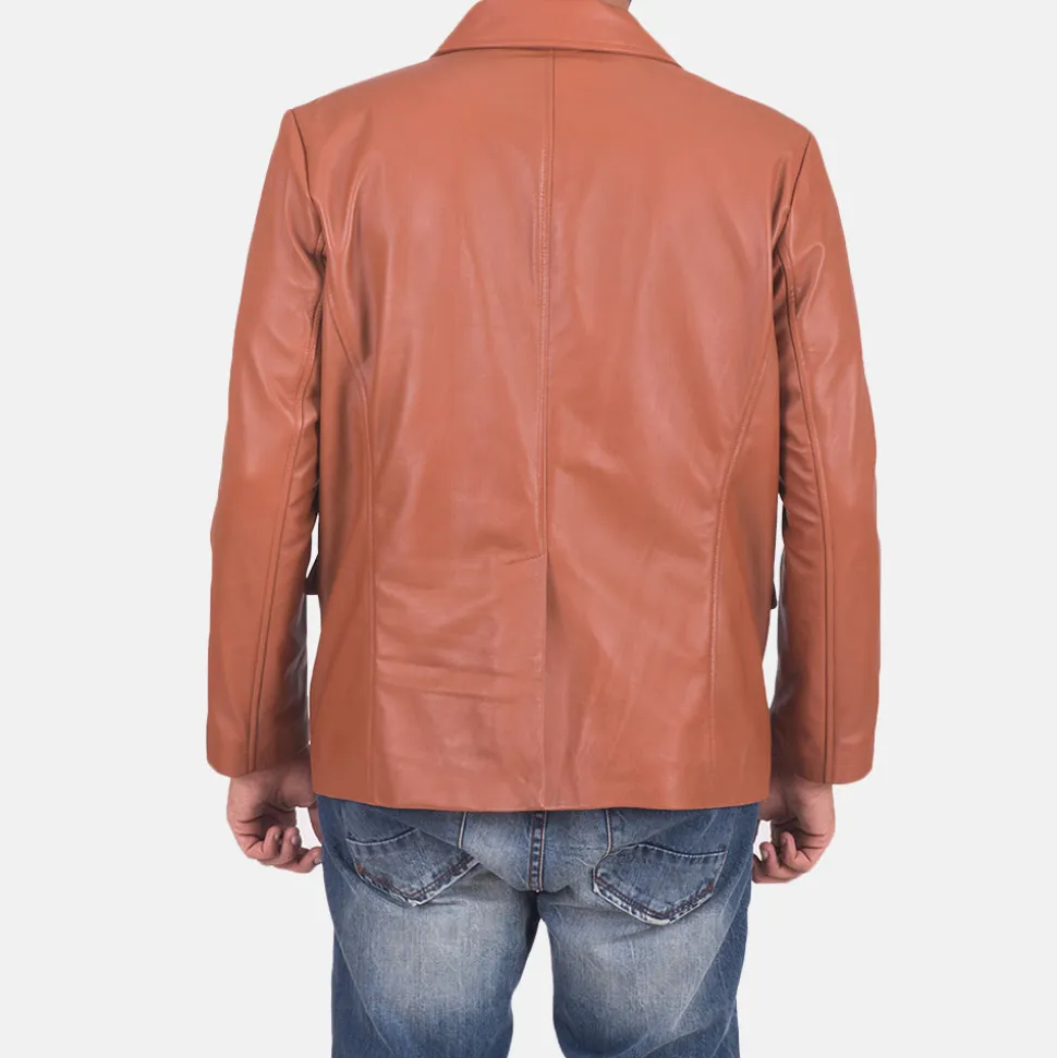James Tan Brown Leather Blazer