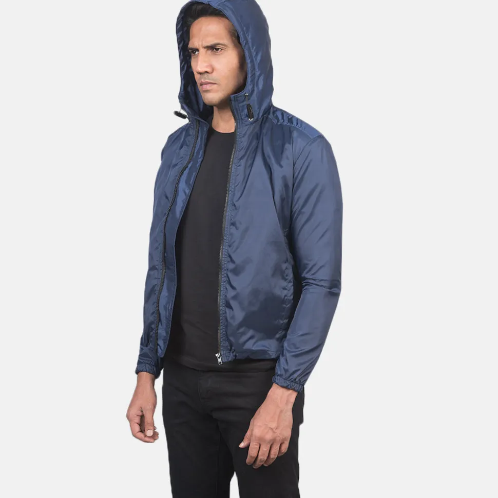 Jimmy Blue Hooded Windbreaker Jacket