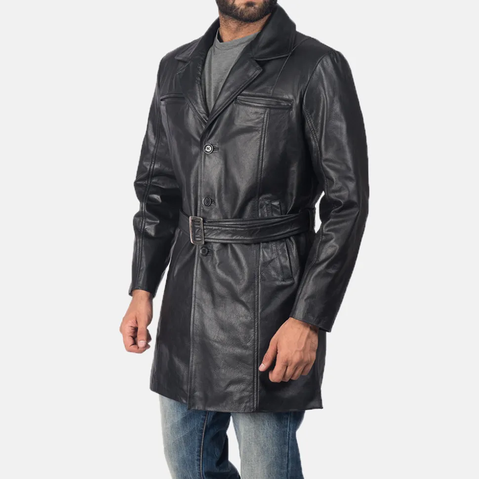 Jordan Black Leather Coat