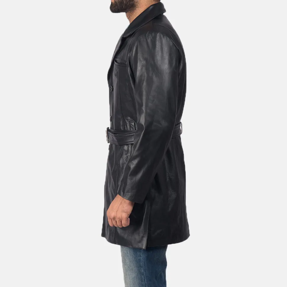 Jordan Black Leather Coat