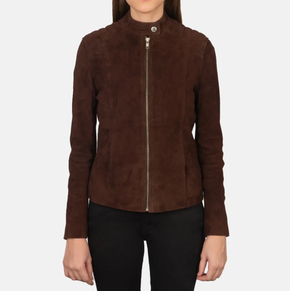 Kelsee Mocha Suede Biker Jacket