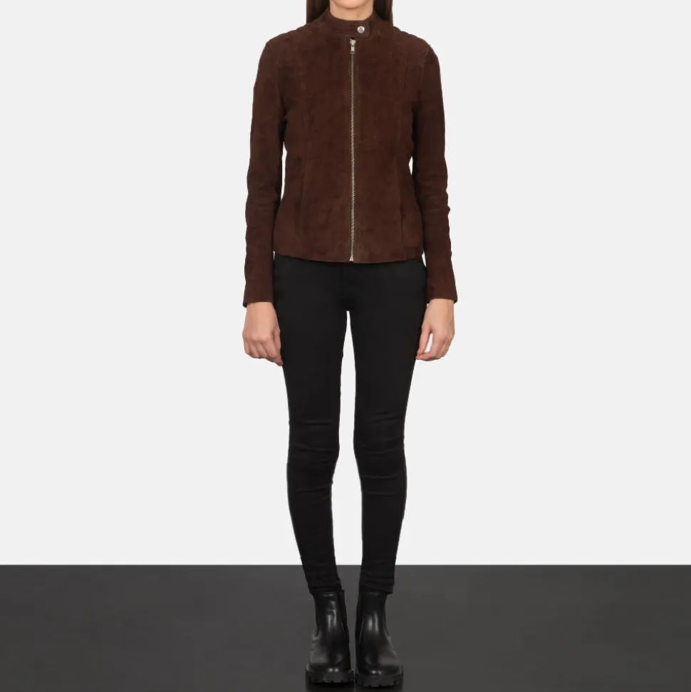 Kelsee Mocha Suede Biker Jacket