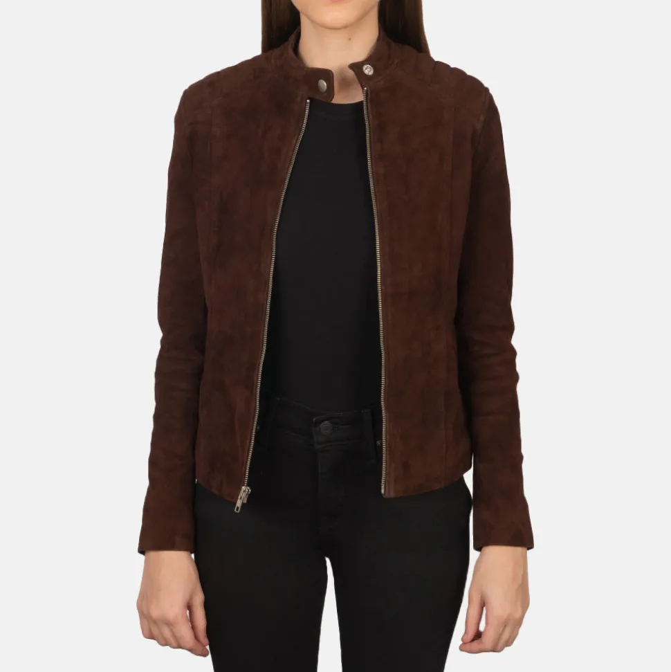 Kelsee Mocha Suede Biker Jacket