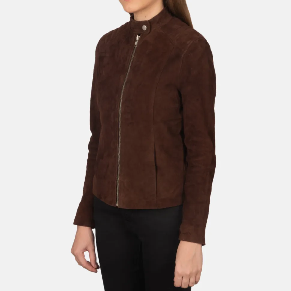 Kelsee Mocha Suede Biker Jacket