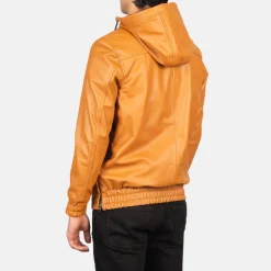 Kenton Hooded Brown Leather Pullover Jacket