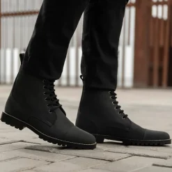 Knight Derby Black Matte Nubuck Leather Boots - TerraGrip