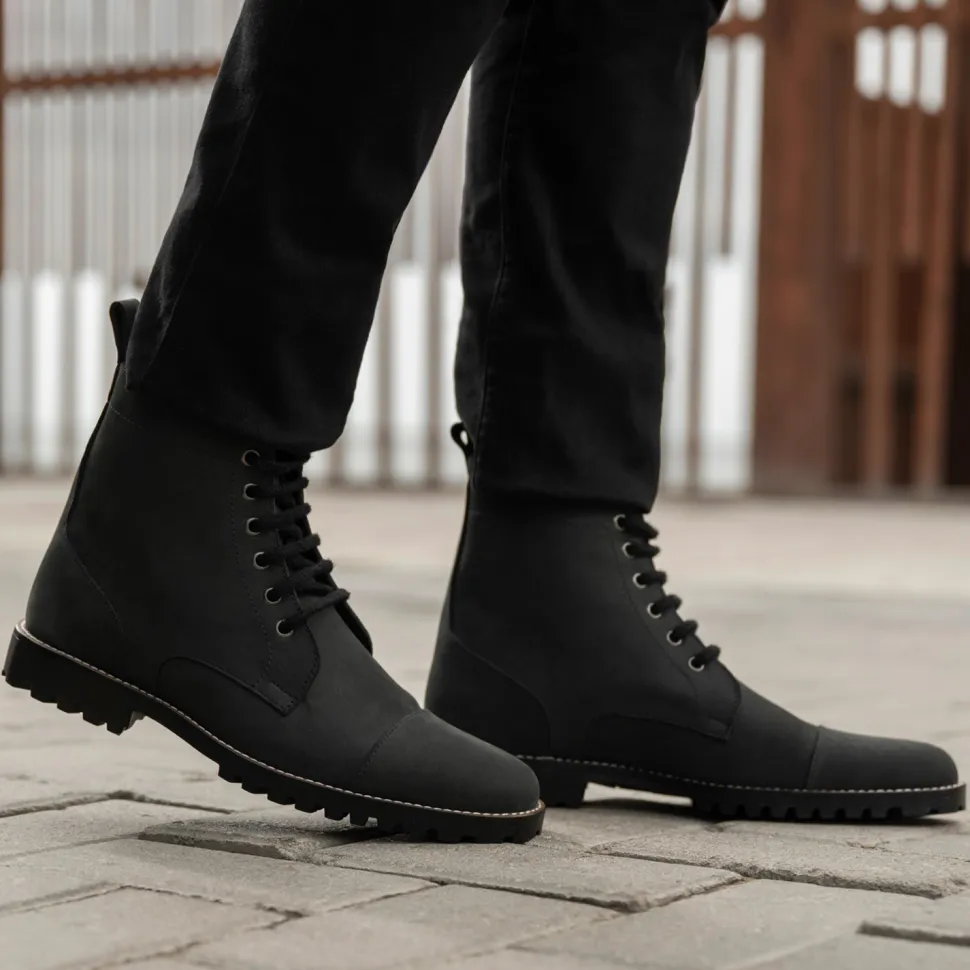 Knight Derby Black Matte Nubuck Leather Boots - TerraGrip