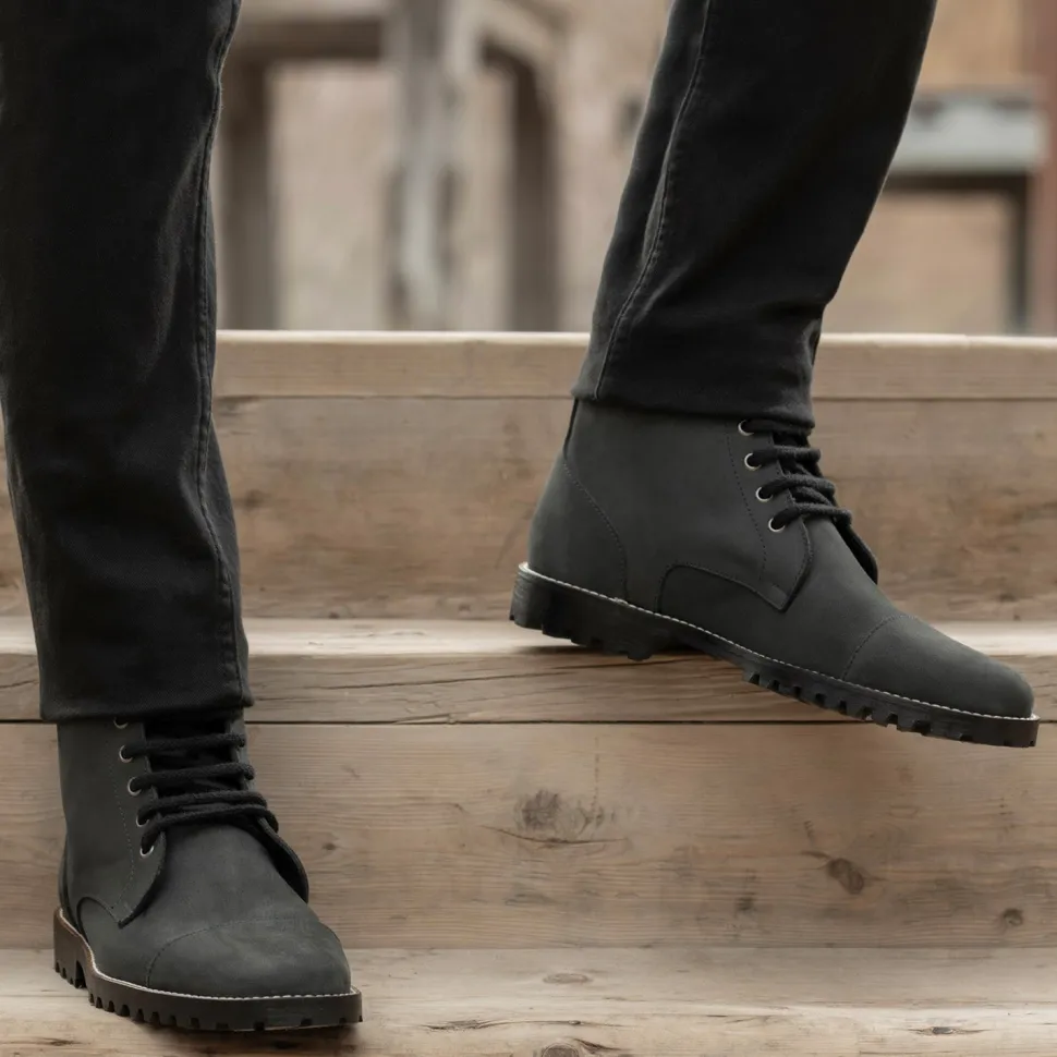 Knight Derby Black Matte Nubuck Leather Boots - TerraGrip