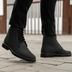 Knight Derby Black Matte Nubuck Leather Boots - TerraGrip