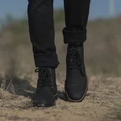 Knight Derby Black Nubuck Leather Boots