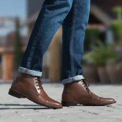 Knight Derby Brown Leather Boots