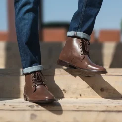 Knight Derby Brown Leather Boots