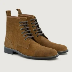 Knight Derby Brown Suede Leather Boots - StudGuard