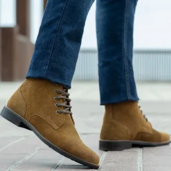 Knight Derby Brown Suede Leather Boots - StudGuard