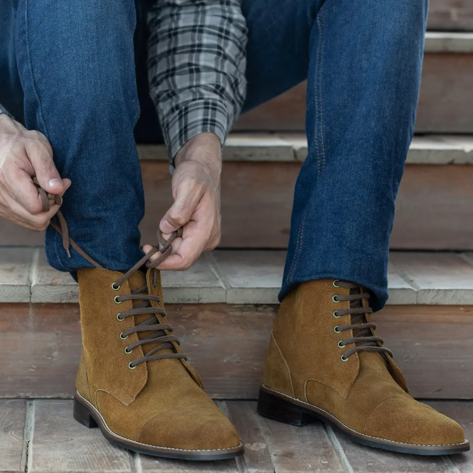 Knight Derby Brown Suede Leather Boots - StudGuard