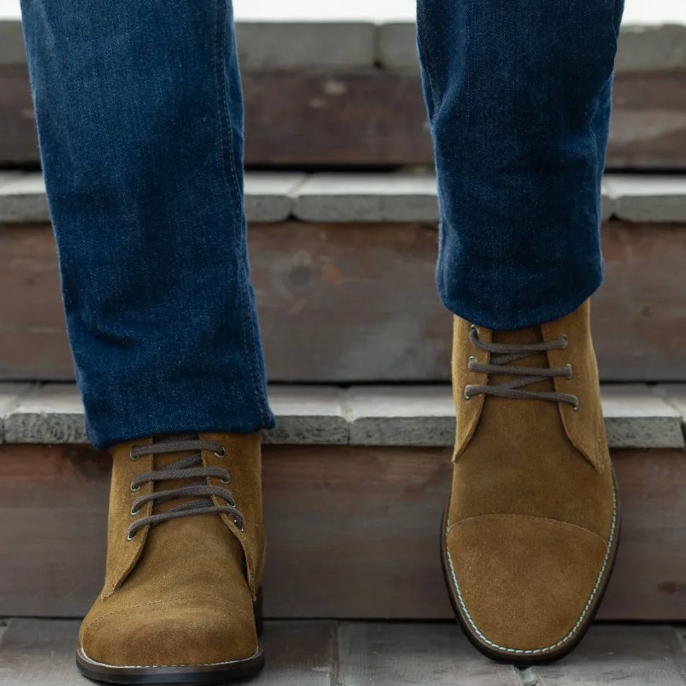 Knight Derby Brown Suede Leather Boots - StudGuard