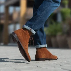 Knight Derby Brown Suede Leather Boots