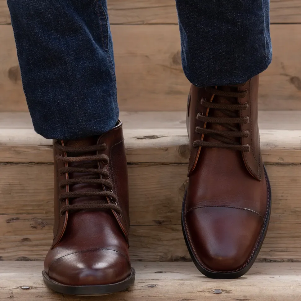 Knight Derby Burnished Brown Leather Boots - StudGuard