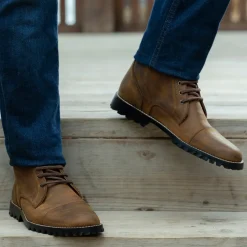 Knight Derby Burnt Copper Pullup Leather Boots - TerraGrip