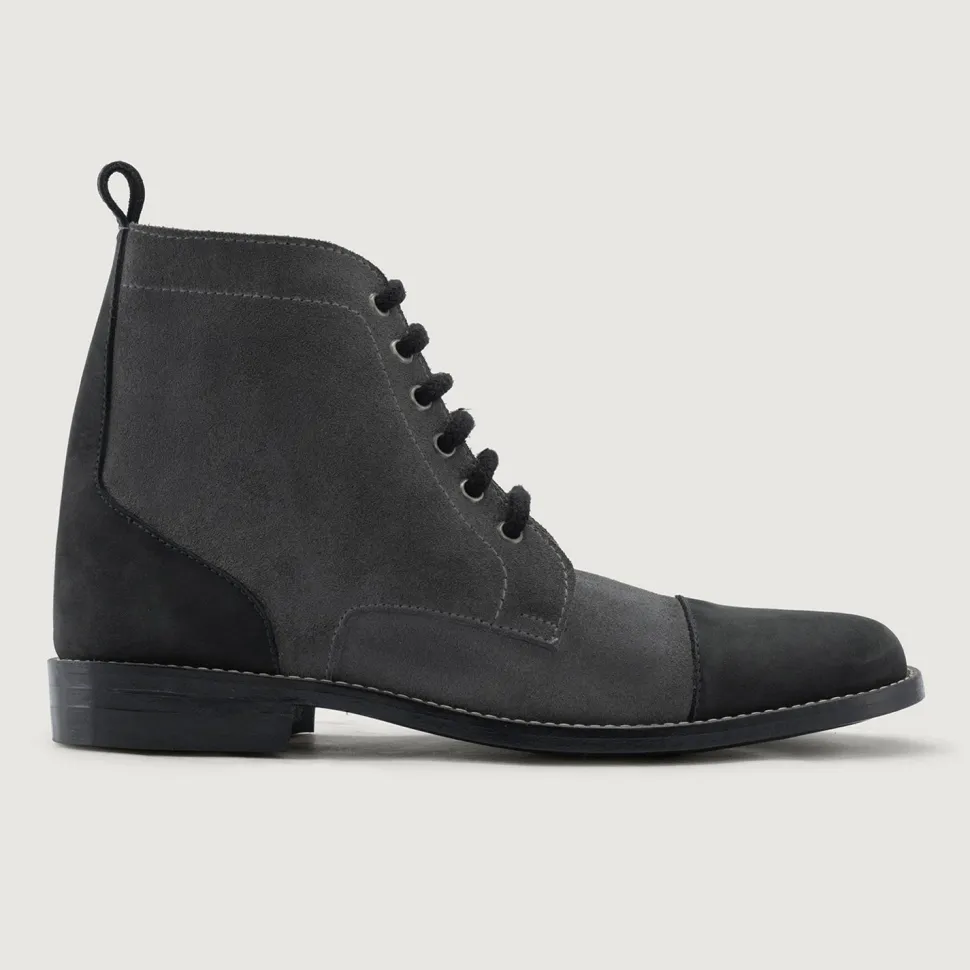 Knight Derby Grey & Black Leather Boots - StudGuard