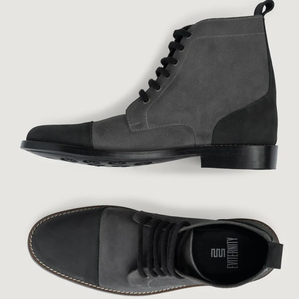 Knight Derby Grey & Black Leather Boots - StudGuard