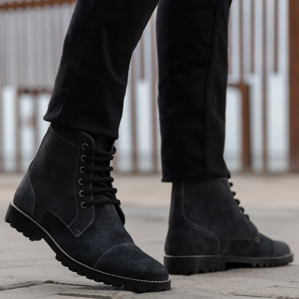 Knight Derby Grey Suede Leather Boots - TerraGrip