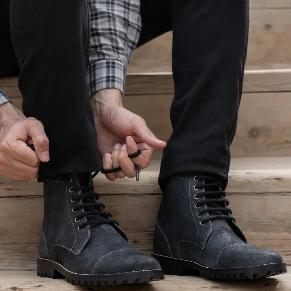 Knight Derby Grey Suede Leather Boots - TerraGrip