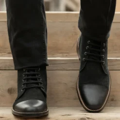 Knight Derby Hybrid Black Leather Boots - StudGuard