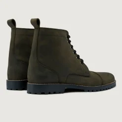 Knight Derby Olive Green Pullup Leather Boots - TerraGrip