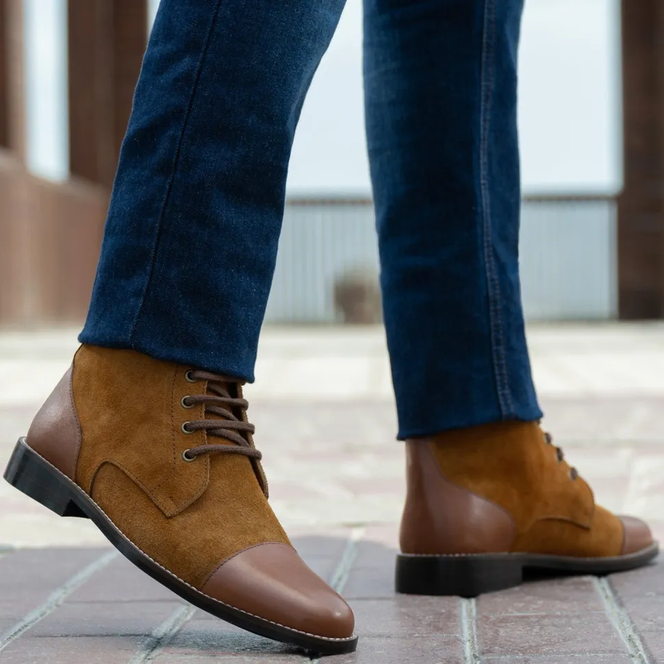 Knight Derby Tan & Brown Leather Boots - StudGuard