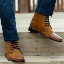 Knight Derby Tan & Brown Leather Boots - StudGuard