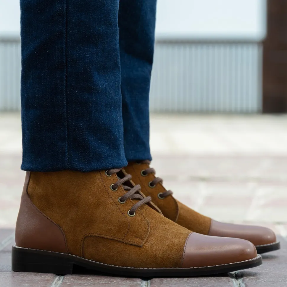 Knight Derby Tan & Brown Leather Boots - StudGuard