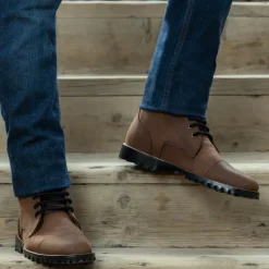 Knight Derby Waxed Brown Pullup Leather Boots - TerraGrip