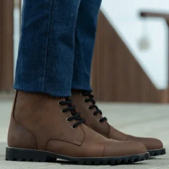 Knight Derby Waxed Brown Pullup Leather Boots - TerraGrip