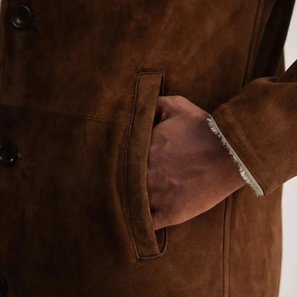 Kolby Brown Suede Shearling Coat