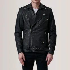 Kole Distressed Black Leather Double Rider Jacket