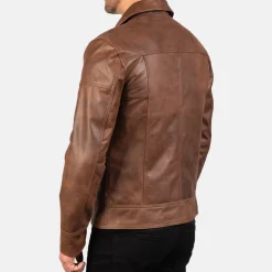 Lavendard Brown Leather Biker Jacket