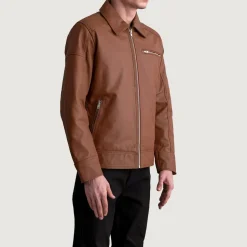 Lavendard Matte Brown Leather Biker Jacket