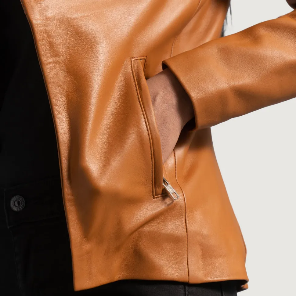 Lee Tan Brown Leather Blazer