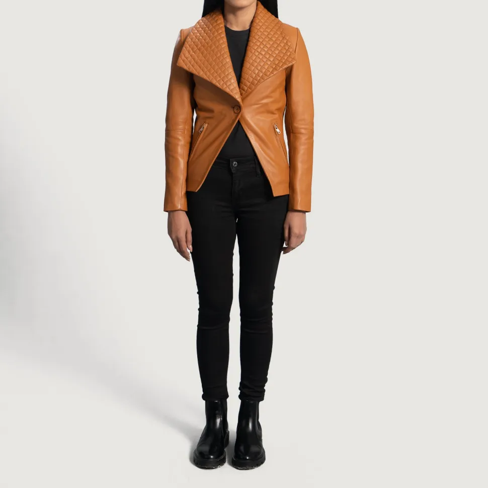 Lee Tan Brown Leather Blazer