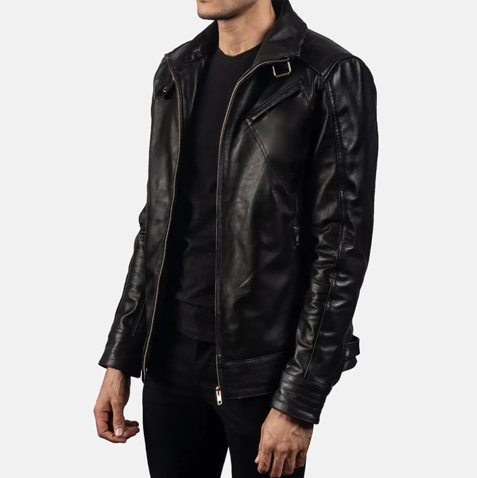 Legacy Black Leather Biker Jacket