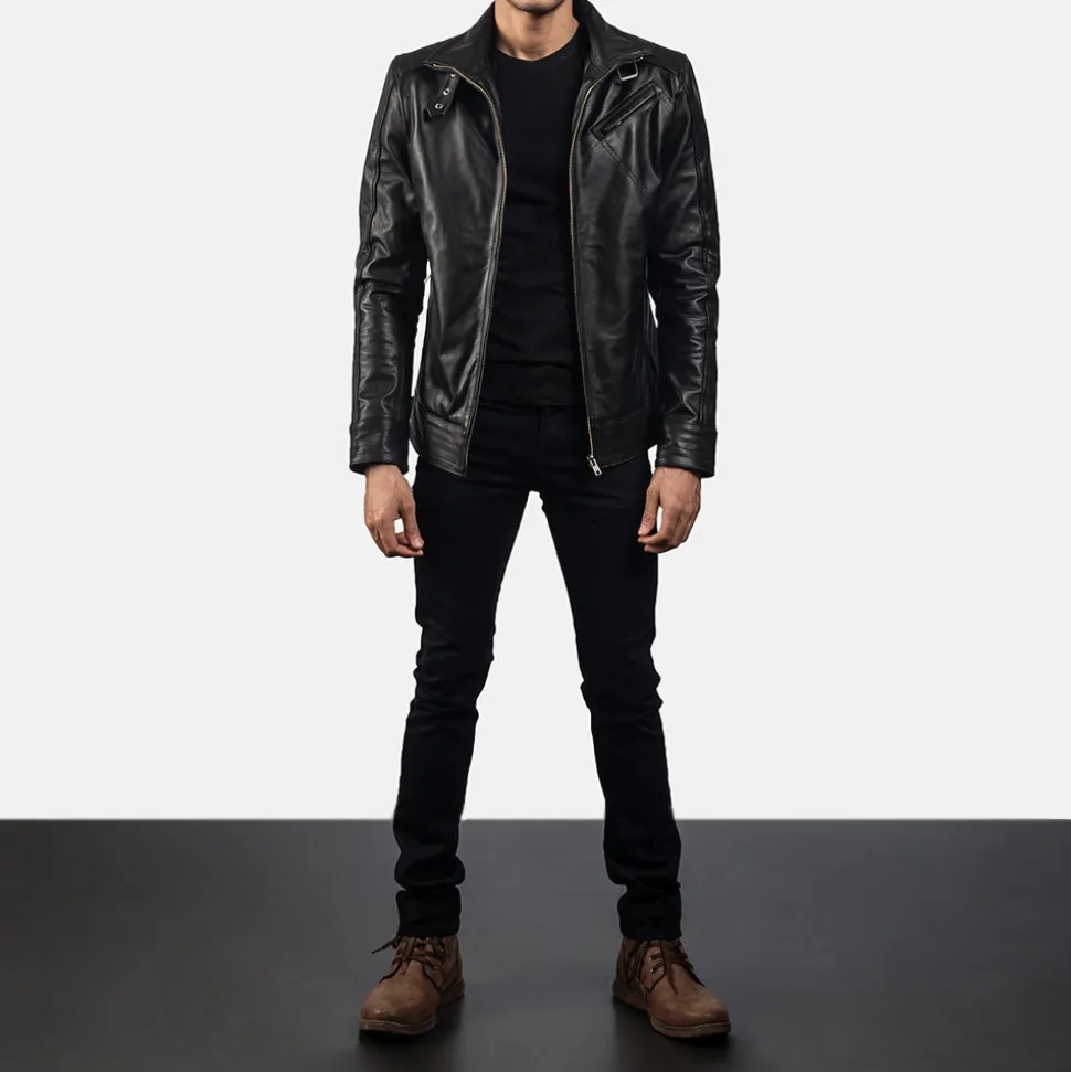 Legacy Black Leather Biker Jacket