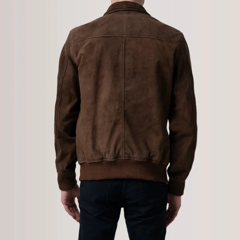 Lester Brown Suede Bomber Jacket