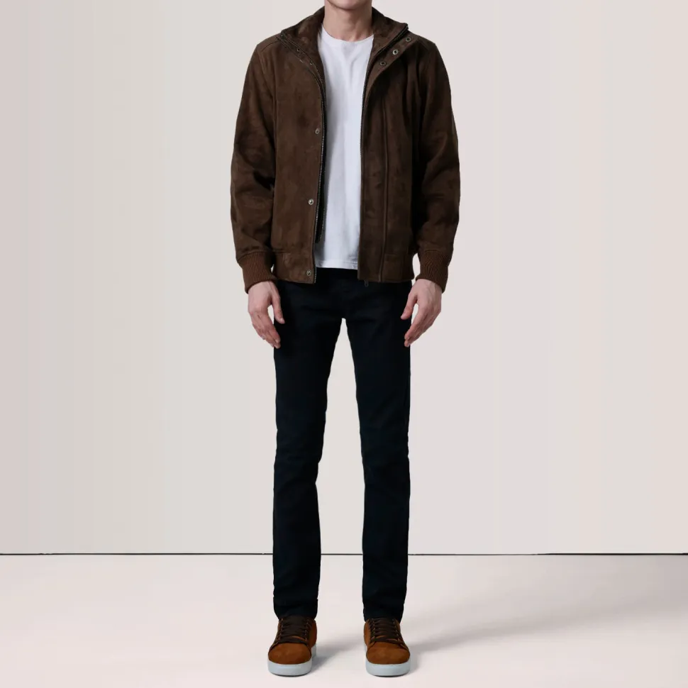 Lester Brown Suede Bomber Jacket