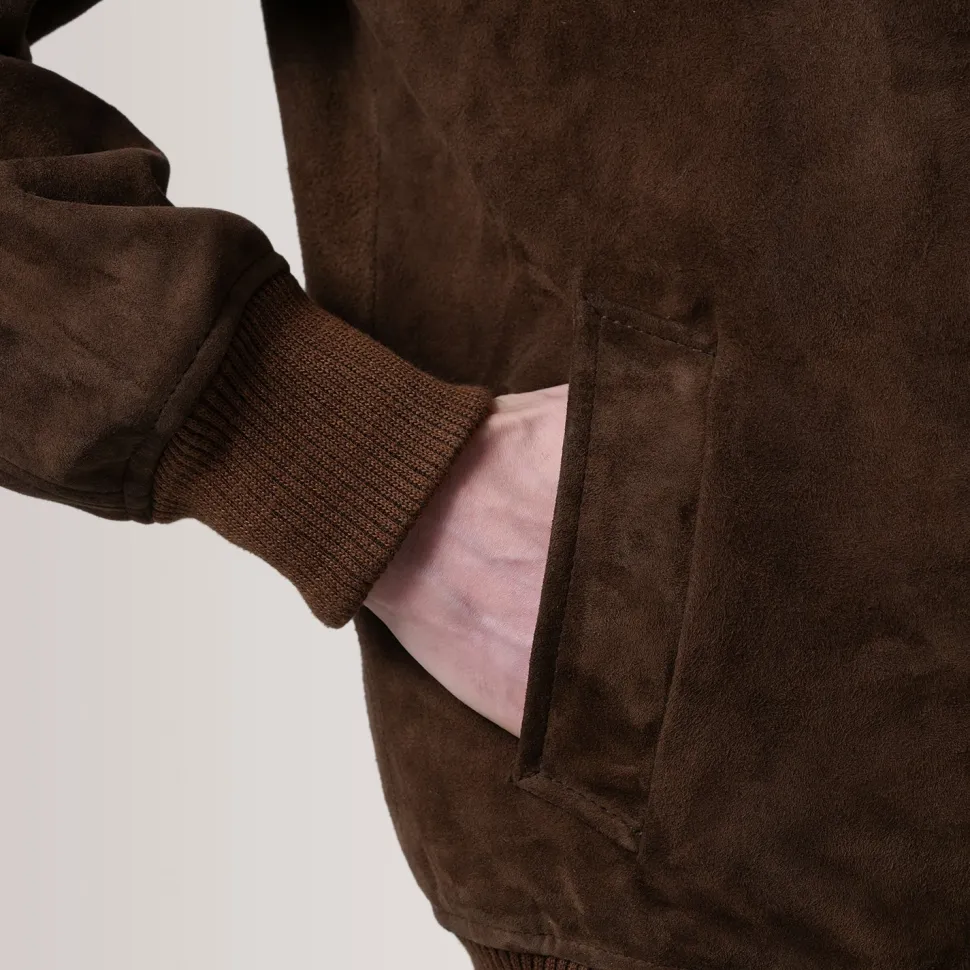 Lester Brown Suede Bomber Jacket