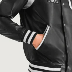Liberte California Black Leather Varsity Jacket