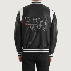 Liberte California Black Leather Varsity Jacket