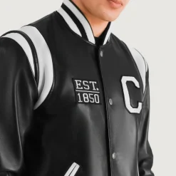 Liberte California Black Leather Varsity Jacket