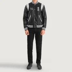Liberte Illinois Black Leather Varsity Jacket
