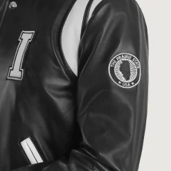Liberte Illinois Black Leather Varsity Jacket